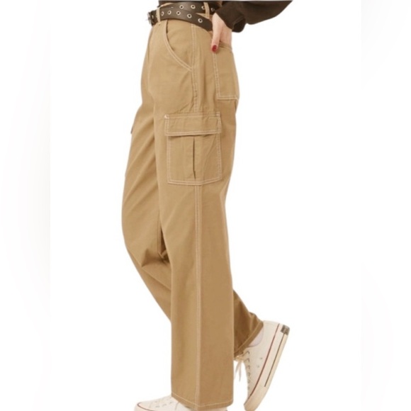 Rachel Paige Beige Wide Leg Cargo Pants Women's Size L - Picture 1 of 8